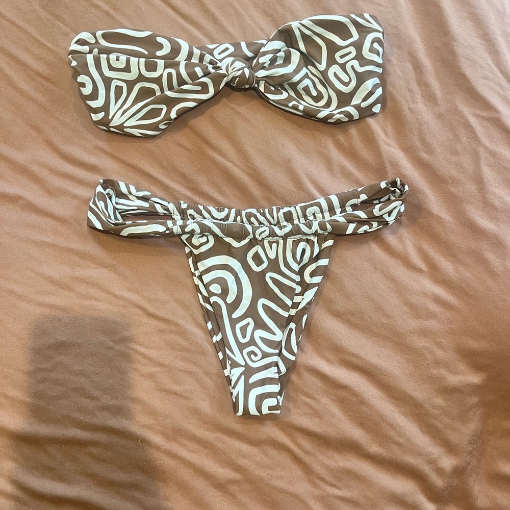 Stone Fox Swim Brown and White Bikini